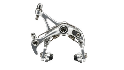 Shiny Silver Bicycle Brake Caliper Isolated on White Background.