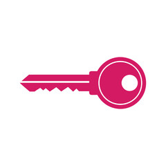 Pink key icon on white background