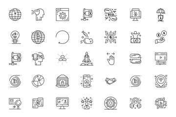 bundle of twenty five peace set line style icons vector .