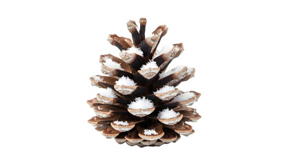 Snow-Dusted Pine Cone with Transparent Background: Isolated Cut-Out Winter Decoration