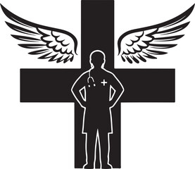 Minimal Black Silhouette Medical Cross Icon for Healthcare UI, Modern Flat Vector Symbol on Clean White Background