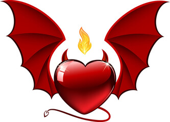 red heart and wings, valentine day