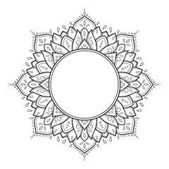 Frame in eastern tradition. Stylized with henna tattoos decorative pattern for decorating covers for book, notebook, casket, magazine, postcard and folder. Flower border in mehndi style.