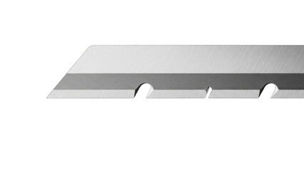 Sharp Utility Knife Blade Close-Up on White Background.