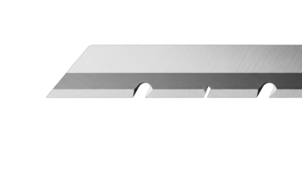 Sharp Utility Knife Blade Close-Up on White Background.