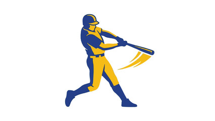 Graphic illustration of a baseball player in full swing with bat