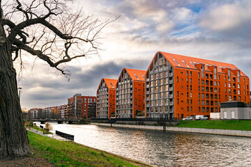 New houses construction. Residential house development	