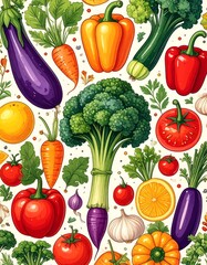 Vibrant colorful vegetable pattern