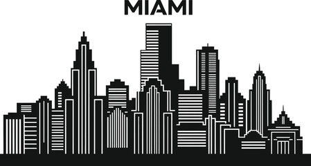 Fototapeta premium Miami Florida City Skyline Silhouette Vector