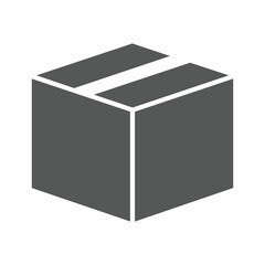 Dark grey cardboard box with open flaps