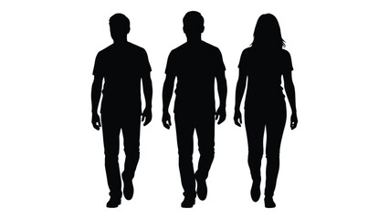 Three figures walking forward a striking visual representation in black silhouette © JASMIN