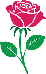 Rose Flowers vector silhouette isolated on transparent background