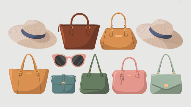 Colorful handbags and accessories collection