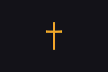 A simple minimalist golden cross on a dark background representing faith and spirituality