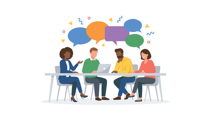 Diverse Team Collaborating and Communicating Ideas in Business Meeting