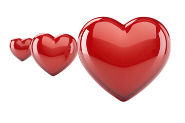 3D Glossy Red Heart Symbols Isolated on White Background Love Concept