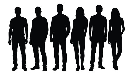A group of six people standing together showcasing a striking black silhouette