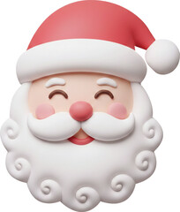 Cute 3d santa claus head icon with pink cheeks
