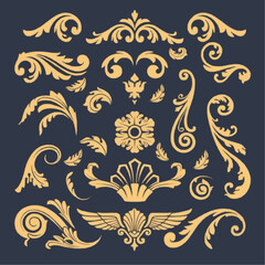 Medieval flourish ornament set