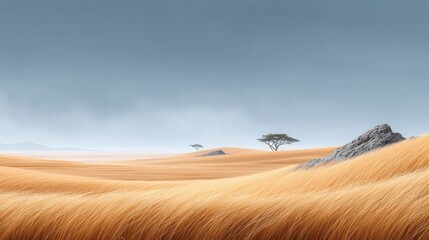 Golden savanna landscape