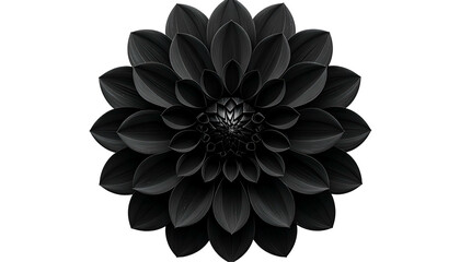 A symmetrical, monochrome image of a fully bloomed flower against a black backdrop