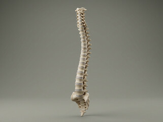 Detailed 3D Rendering of a Healthy Human Spinal Column, Illustrating Vertebral Structure and Anatomical Alignment on a Neutral Background for Medical and Educational Purposes