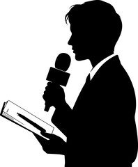 silhouette of a man with a microphone