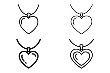 heart necklace pendant outline icon set for graphic designs. Icons vector design