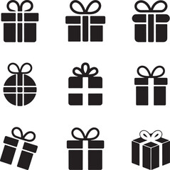 Vector black gift icons set