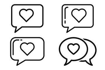 love speech bubble outline icon set for graphic designs. Icons vector design