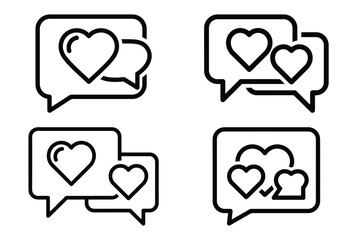love speech hearts outline icon set for graphic designs. Icons vector design