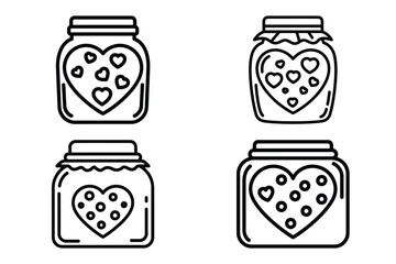valentine cookie jar outline icon set for graphic designs. Icons vector design