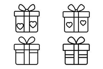 valentine gift box outline icon set for graphic designs. Icons vector design