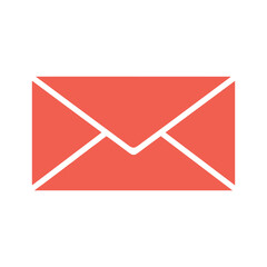 Simple envelope icon with red color