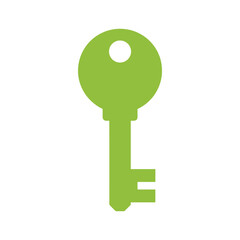 Simple green key icon on white background