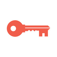 Simple red key icon on white background