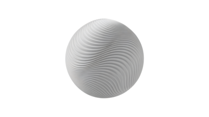Gray Sphere with Fingerprint Lines on White Background
