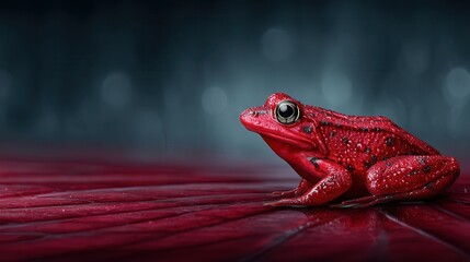 Vivid red frog on a crimson leaf
