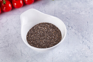 Vegan superfood dry chia seeds