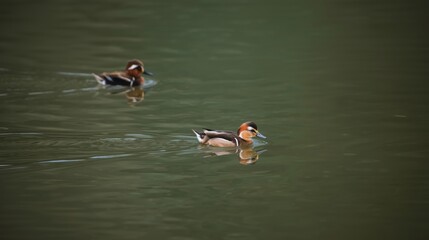 Ducks swimming in calm water