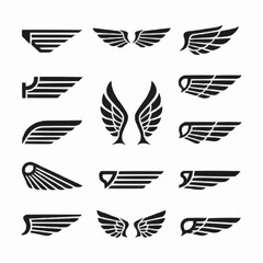 Eagle wings logo set