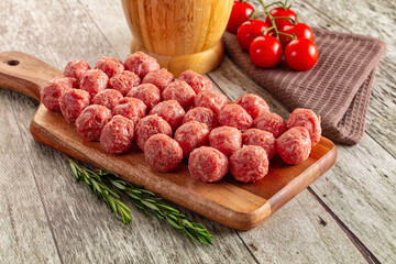 Raw beegf meatball for cooking