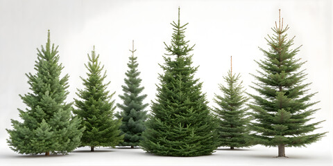 Natural Forest Pine Trees Set for Winter and Holiday Designs