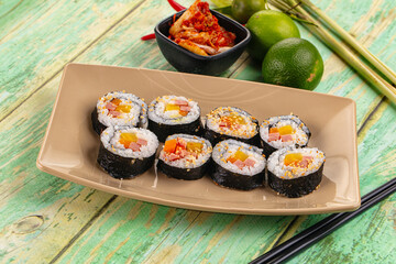 Koream homemade roll Kimbap with nori seaweed