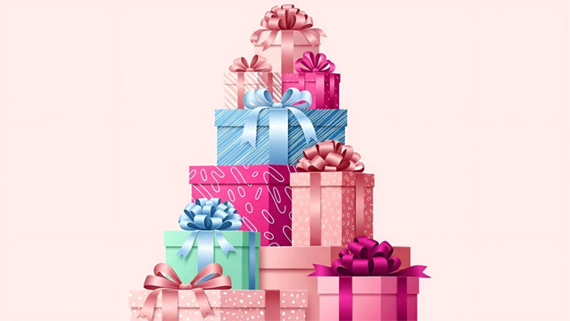 Colorful gift boxes stacked for celebration