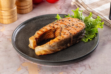 Gourmet grilled salmon fish steak