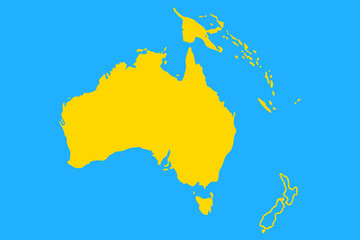 Flat Vector Map of Australia and Oceania in Solid Color &mdash; Bold High-Resolution Infographic Design