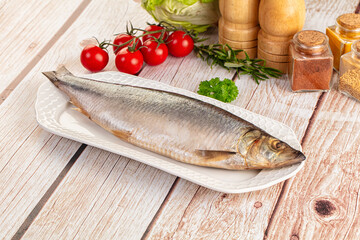 Raw whole salted herring fish