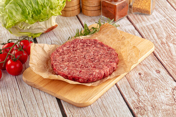 Raw beef cutlet for burger