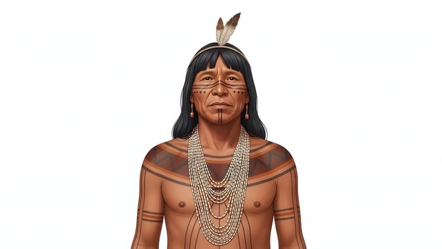 Portrait of indigenous man with traditional face and body paint